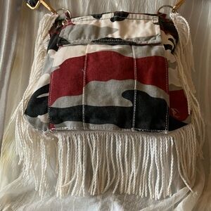 Red Camouflage and Fringe Women Crossbody Bag